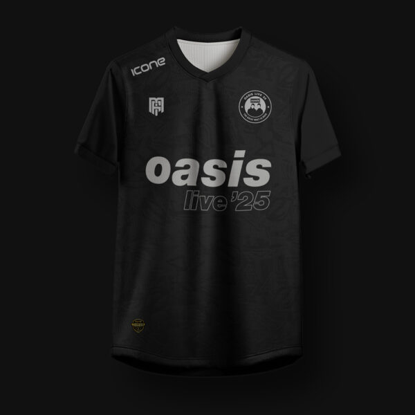 Camisa de futebol da banda Oasis - Live '25 - na cor preta